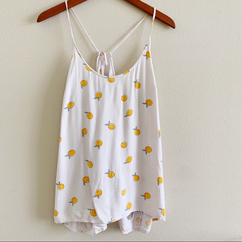 A New Day orange print tie back tank top